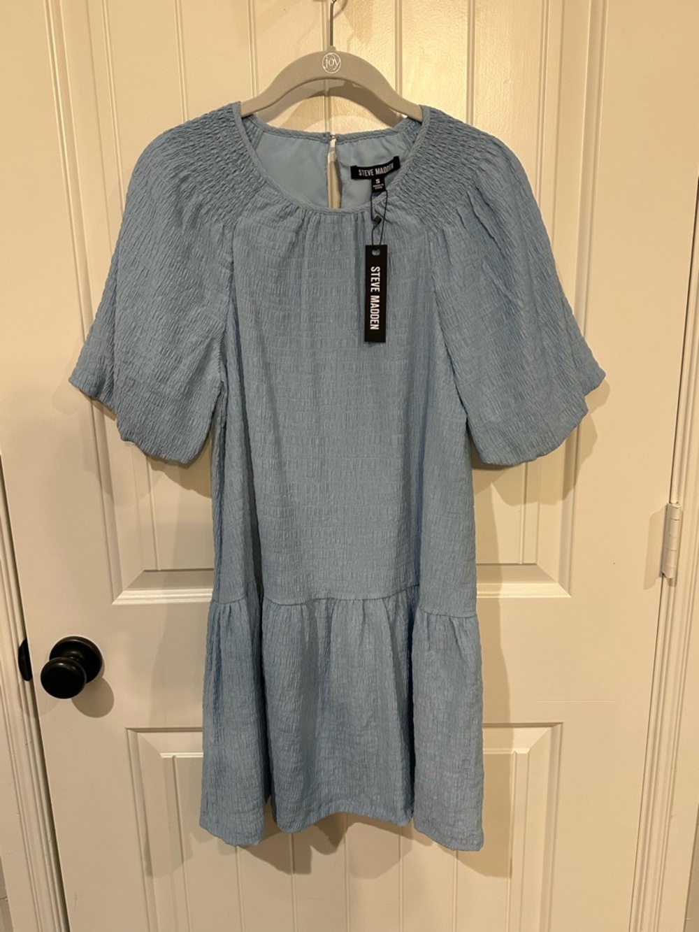 Steve Madden Azure Blue Textured Babydoll Dress